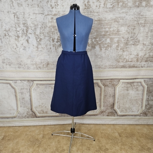 Vintage 1980s Navy Blue Skirt Levi Strauss & Co Levis A-line Preppy Office 80s - Picture 3 of 17